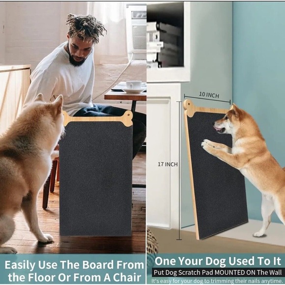 Bamboo Dog Scratch Pad for Dogs, Scratching Pad, Double Sided Sandpaper, New - Picture 8 of 9